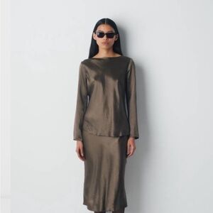 Aritzia Baton Brown Midi Skirt